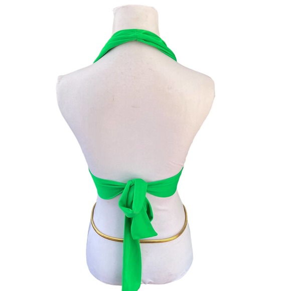 Vintage 1970s Lady Manhattan Disco Halter Top Green S/M - Picture 2 of 3